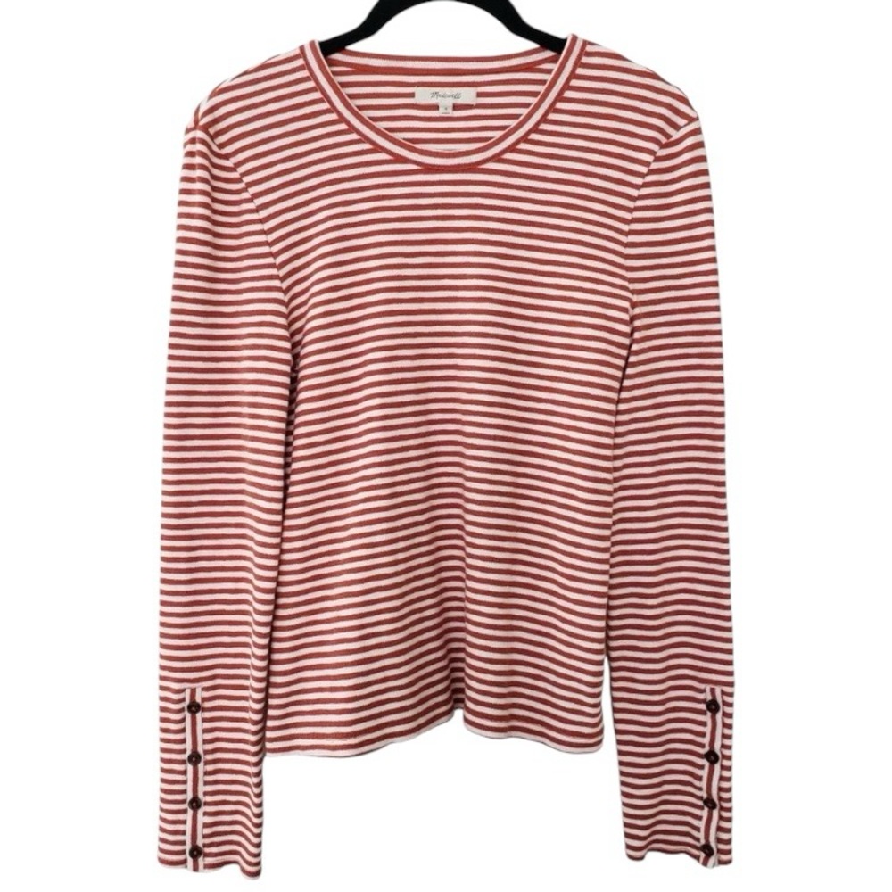 Madewell Stretchy Striped Long Sleeve Crew Neck Tee - size M